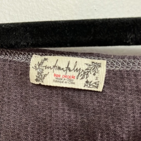 Free People Waffle Long Sleeve Henley Thermal Purple Brown Oversized Medium M - Picture 5 of 6